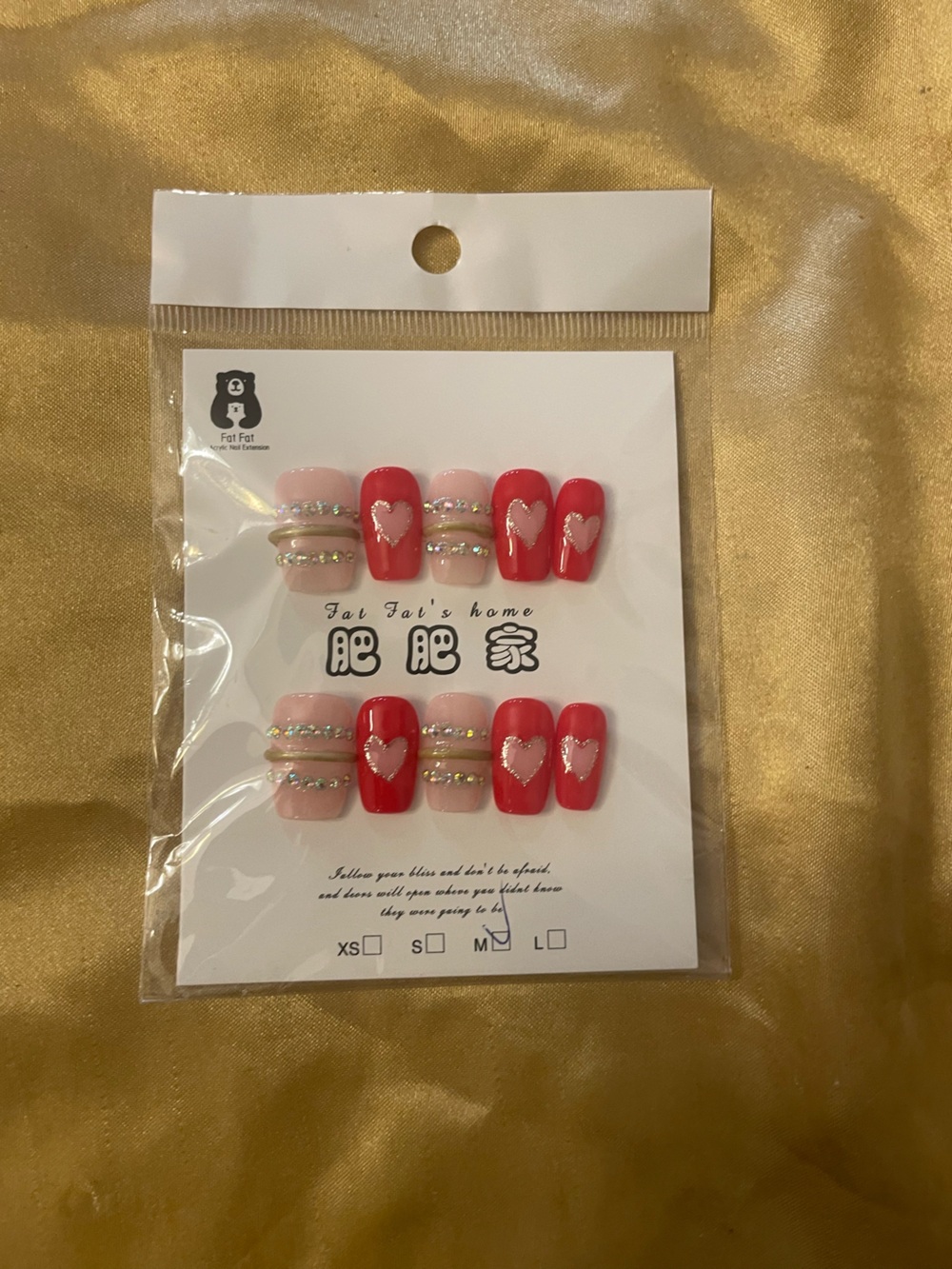 Red & Blush Heart Accent Press-On Nail Set